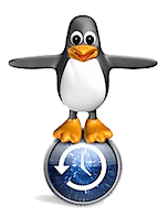 tux on a time machine